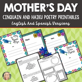 Preview of Mother's Day Poetry Printables, Haiku, Cinquain, English and Spanish