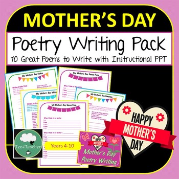 Preview of MOTHER'S DAY POETRY WRITING Fun 10 Poems to Write in Lower Secondary