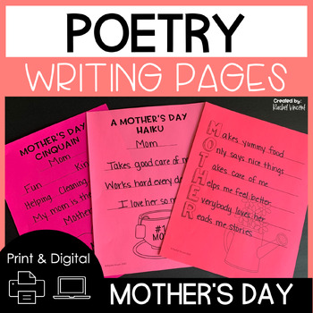 Preview of Mothers’ Day Poetry Writing Paper Templates - Mother’s Day Craft Poem 