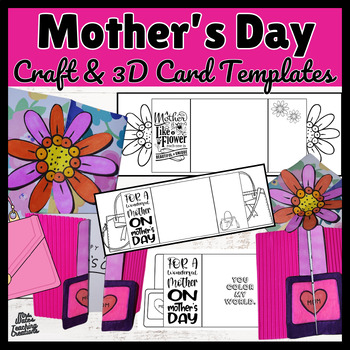 Preview of Mother's Day Pop Up Card Templates & Mom's/Mum's Day 3D Craftivity