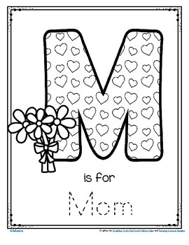 Preview of Mother's Day Poster Card M is for Mom Trace and Color FREE