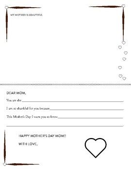 Preview of Mother's Day Printable Card with Prompts!