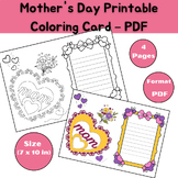 Mother's Day Printable Coloring Card – PDF Printable card 