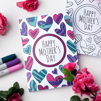 Preview of Mother's Day Printable Coloring Card – PDF Printable card to color for Mom / Mum