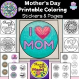 Mother's Day Printable Coloring Stickers and Pages