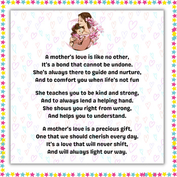 Mother's Day Printable Poem Gift | Handprint Poem for Mothers | TPT
