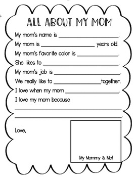 Mother's Day Printable Questionnaire - Mom, Grandma & Aunt by Sarah ...