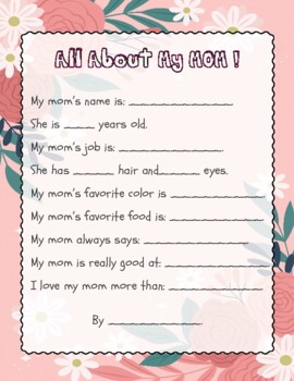 Preview of Mother's Day Questionaire
