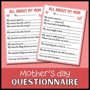 Preview of Mother's Day Questionaire | All About My Mom | Mother's Day Printable