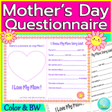 Mother's Day Questionaire, All About My Mom, Mother's Day 