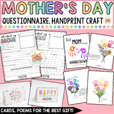 Mother's Day Questionaire, Handprint Poem Craft, Card | Al