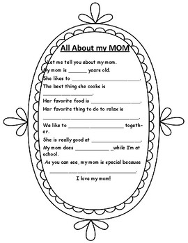 Preview of Mother's Day Questionaire/poem template