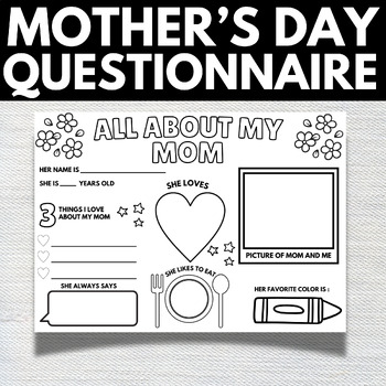 Preview of Mother's Day Questionnaire: Engage, Celebrate, Connect! Printable PDF