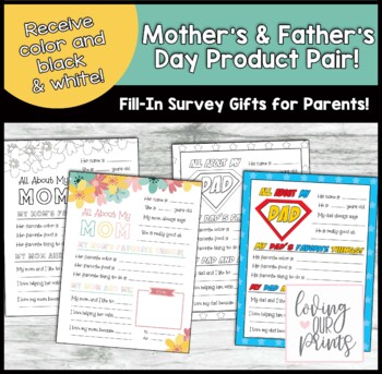 Preview of Mother's Day Questionnaire, Fathers Day, Fathers Day Questionaire, Product Pair