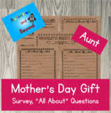 Mother's Day Questionnaire Gift- All About Aunt Survey, Qu