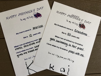 Preview of Mother's Day Questionnaire Survey Scribing Card -also for Grandma!
