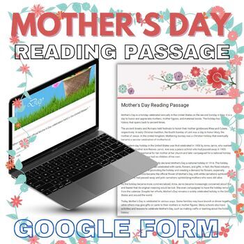 Preview of Mother's Day Reading passage and comprehension questions - Google Forms