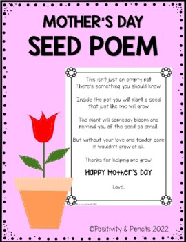 Preview of Mother's Day Seed Poem