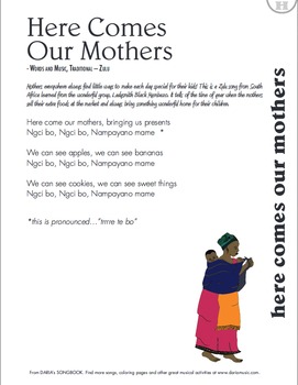 Preview of Mother's Day Song From Africa - Free Lyric Sheet