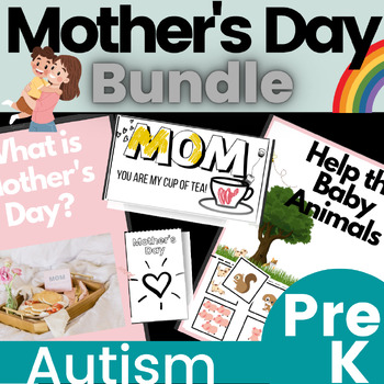 Preview of Mother's Day Spring Preschool Early Learner Bundle Worksheets Story & More!