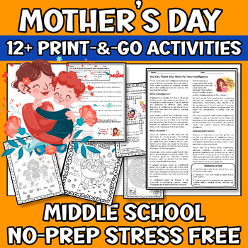 Preview of Mother's Day Sub Plan or Independent Work Packet Middle & High School 6th 7th Gr