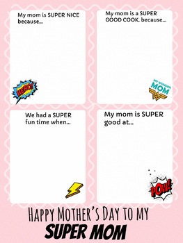 Preview of Mother's Day - Super Mom Worksheet