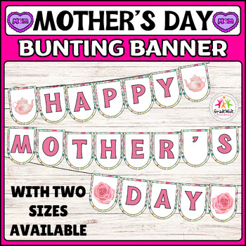 Preview of Mother's Day Tea Party Banner: Happy Mother's Day Bulletin Board Bunting Banner