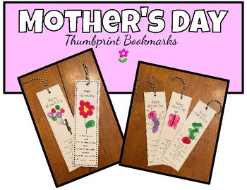 Preview of Mother's Day Thumbprint Bookmarks