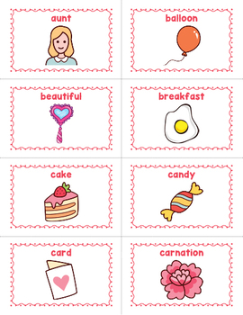 Mother's Day Vocabulary BINGO & Memory Matching Card Game Activity