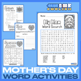 Mother's Day Word Activities | Word Search | Crossword | A