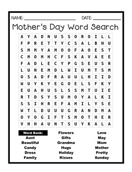 Mother's Day Card Los Angeles L.A. Dodgers Word Search 