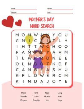 Mother's Day Card San Francisco SF Giants Word Search 