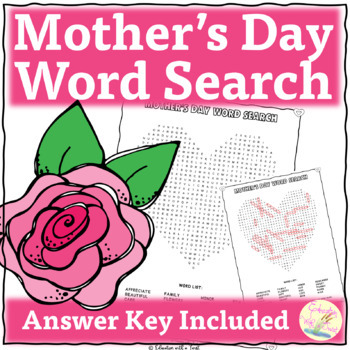 Preview of Mother's Day Word Search Activity Printable and Distance Learning
