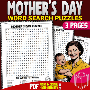 Preview of Mother's Day Word Search: Celebrating the Love and Appreciation for Moms!