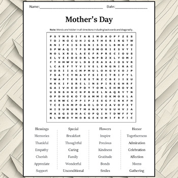 Mother's Day Card San Francisco SF Giants Word Search 