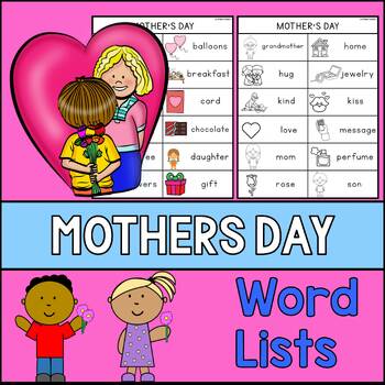 Preview of Mother's Day Words - Writing Center Vocabulary | Word Lists