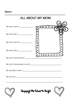 Mother's Day Worksheet Activity -All about mom by Allister Phillip