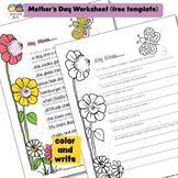 Mother's Day Worksheet Activity (Karens Kids Free Template)