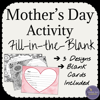 Download Mother's Day Fill-in-the-Blank Writing and Coloring Activity | TpT