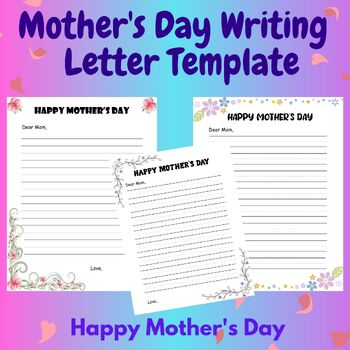 Mother's Day Writing Letter Template Cute Flower Border Writing And 