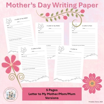 Preview of Mother's Day Writing Paper - Letter to Mom