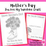 Mother's Day You Are My Sunshine | Craft Coloring and Lett