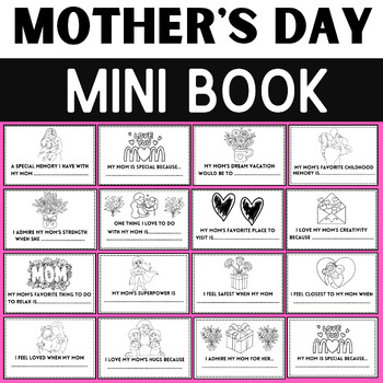 Preview of Mother's Day activities and Mini Book Special Handmade mom gift book
