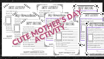 Preview of ALL ABOUT MY MOM (Mother's Day activity/questionnaire -mom, aunt, grandma)