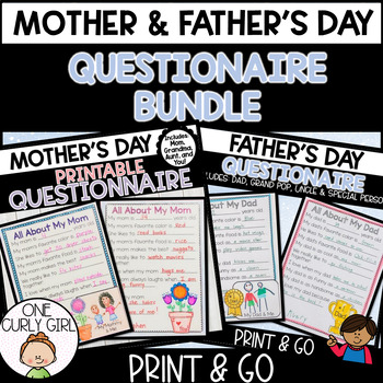 Preview of Mother's Day and Father's Day Questionaire Bundle