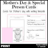 Mother's Day and Special Person Cards with Writing Template