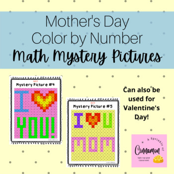 Preview of Mother's Day and/or Valentine's Day Color By Number Math Mystery Pictures!