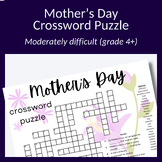 Mother's Day crossword puzzle for parties or to build voca