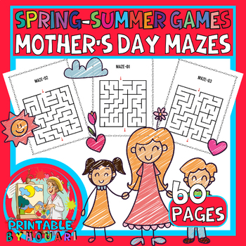 Preview of Mother's Day mazes game for kids-spring and summer Activity for mothers day