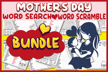 Preview of Mother's Day vocabulary Word Search Puzzle Activity | Word Scramble Activities
